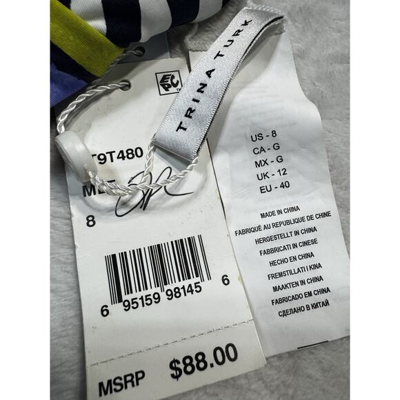 Trina Turk Zebra Reversible Triangle Bikini Top L20354 Size 8 - Picture 3 of 8